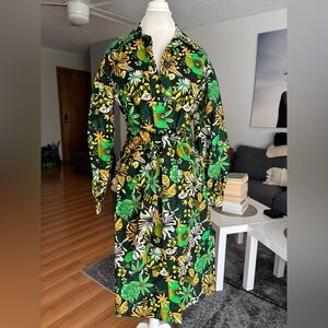 INC International Concepts Green Floral Belted Coat